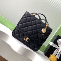 Replica Zaino Chanel 25B Clover Series Vintage AS5715 Pelle di vitello granata Nero Imitazioni Falso