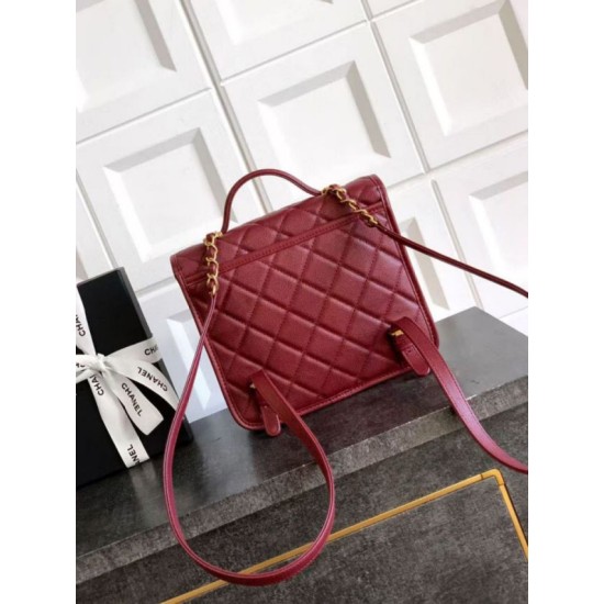 Replica Zaino Chanel 25B Clover Series Vintage AS5715 Pelle di vitello granata Rosso Imitazioni Falso