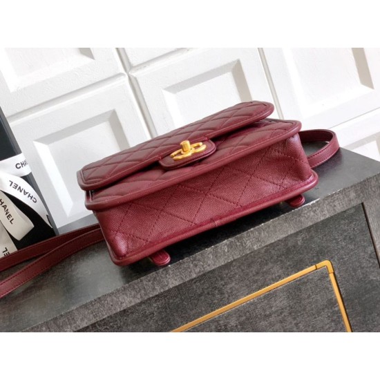 Replica Zaino Chanel 25B Clover Series Vintage AS5715 Pelle di vitello granata Rosso Imitazioni Falso