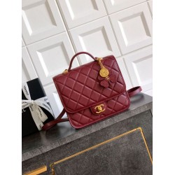 Replica Zaino Chanel 25B Clover Series Vintage AS5715 Pelle di vitello granata Rosso Imitazioni Falso