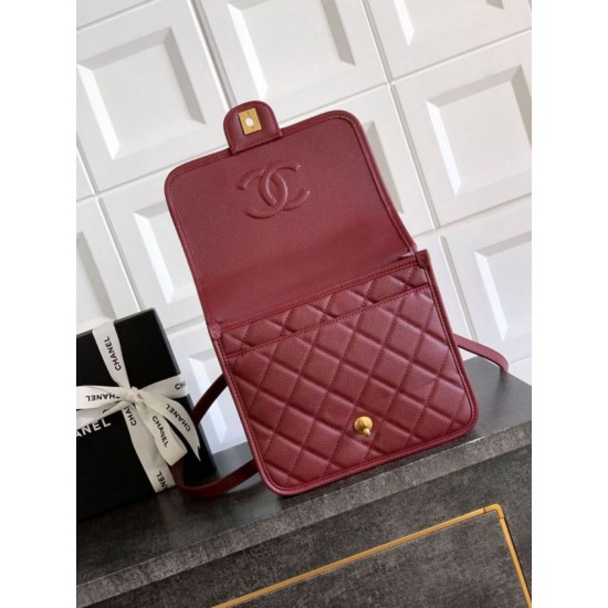Replica Zaino Chanel 25B Clover Series Vintage AS5715 Pelle di vitello granata Rosso Imitazioni Falso