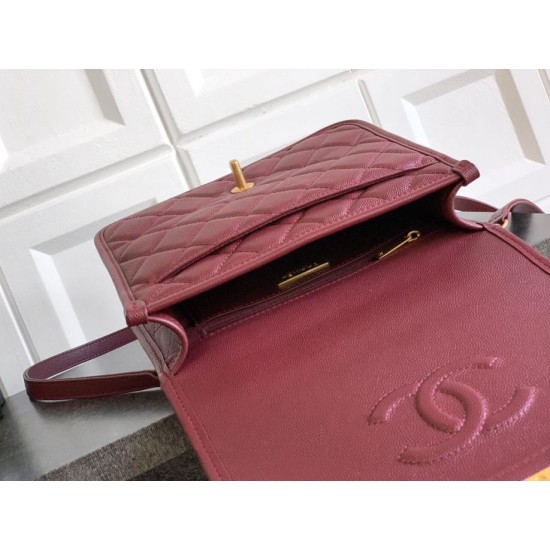 Replica Zaino Chanel 25B Clover Series Vintage AS5715 Pelle di vitello granata Rosso Imitazioni Falso