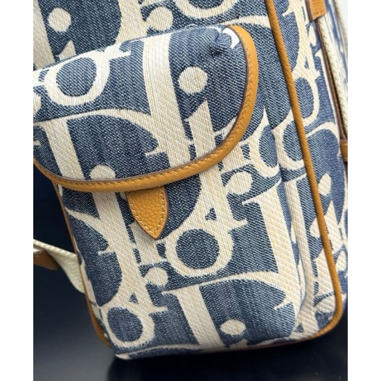 Replica Zaino Dior Hit the Road Dior Oblique denim jacquard Blu Imitazioni Falso