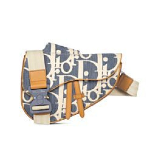 Replica Borsa Saddle Dior Dior Oblique denim jacquard Blu Imitazioni Falso