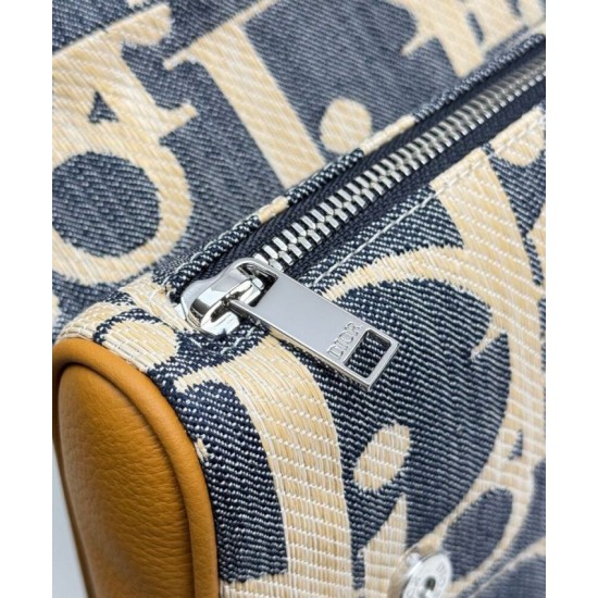 Replica Borsa Saddle Dior Dior Oblique denim jacquard Blu Imitazioni Falso