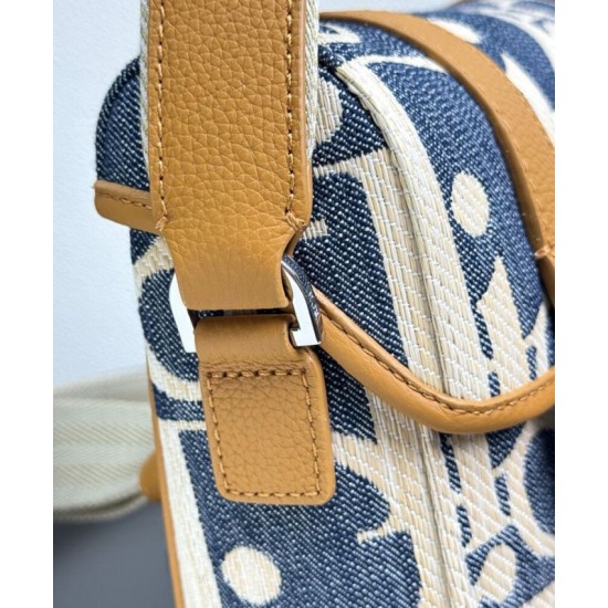 Replica Borsa a tracolla Dior Hit The Road con patta Dior Dior Oblique denim jacquard Blu Imitazioni Falso