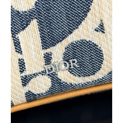 Replica Borsa a tracolla Dior Hit The Road con patta Dior Dior Oblique denim jacquard Blu Imitazioni Falso