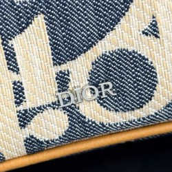 Replica Borsa a tracolla Dior Hit The Road con patta Dior Dior Oblique denim jacquard Blu Imitazioni Falso