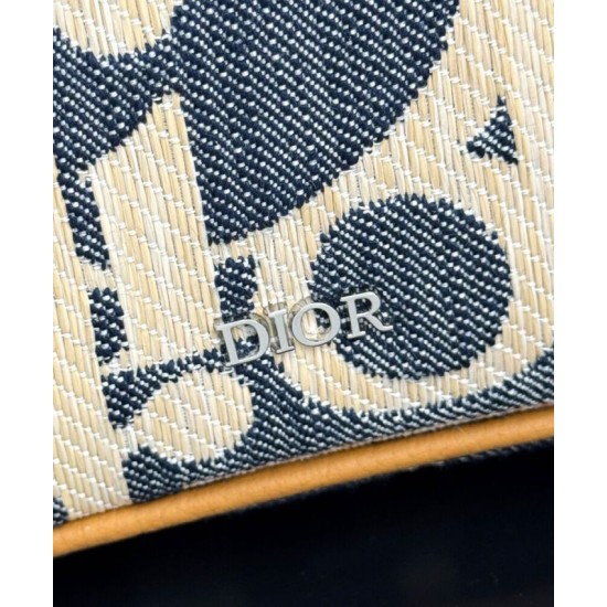 Replica Borsa a tracolla Dior Hit The Road con patta Dior Dior Oblique denim jacquard Blu Imitazioni Falso