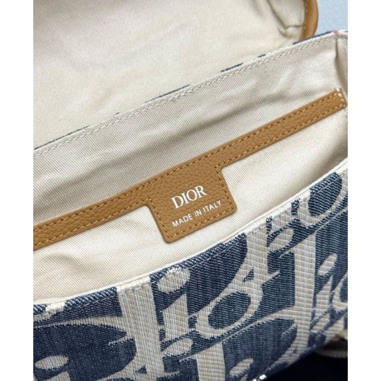 Replica Borsa a tracolla Dior Hit The Road con patta Dior Dior Oblique denim jacquard Blu Imitazioni Falso