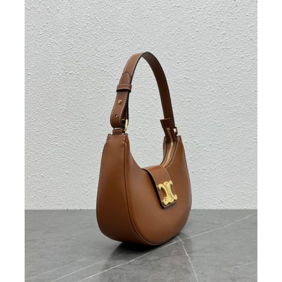 Replica Borsa a tracolla Celine Ava Triomphe Half Moon Caffè Imitazioni Falso