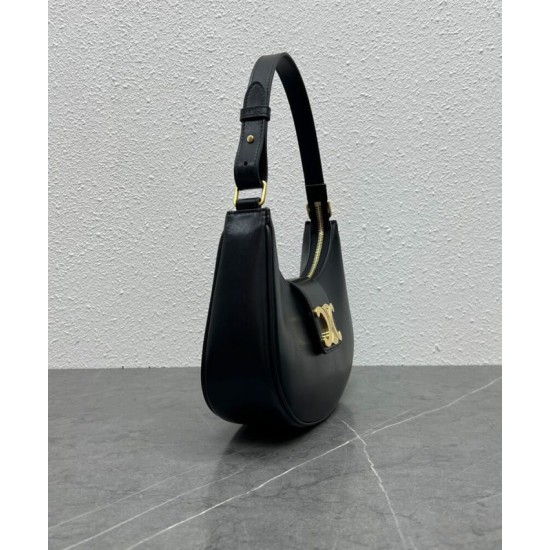 Replica Borsa a tracolla Celine Ava Triomphe Half Moon Nera Imitazioni Falso