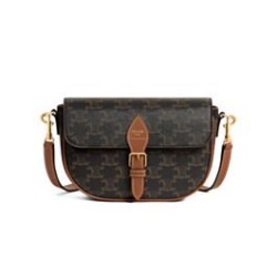 Replica Borsa a tracolla Celine Folcd Caffè scuro Imitazioni Falso