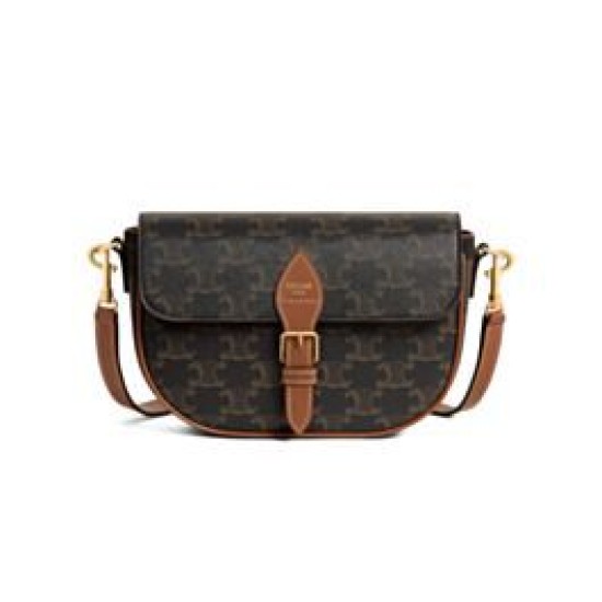 Replica Borsa a tracolla Celine Folcd Caffè scuro Imitazioni Falso