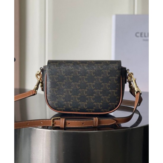 Replica Borsa a tracolla Celine Folcd Caffè scuro Imitazioni Falso