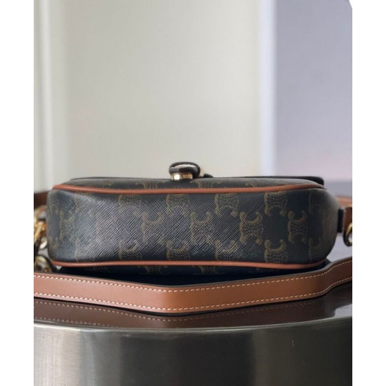 Replica Borsa a tracolla Celine Folcd Caffè scuro Imitazioni Falso