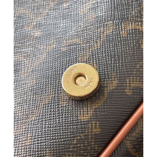 Replica Borsa a tracolla Celine Folcd Caffè scuro Imitazioni Falso