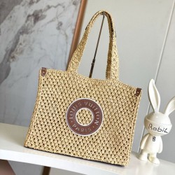 Miglior Falso Louis Vuitton OnTheGo MM Borsa Raffia Naturale M24723 Economiche Premium