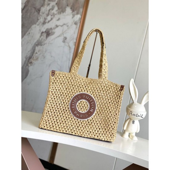 Miglior Falso Louis Vuitton OnTheGo MM Borsa Raffia Naturale M24723 Economiche Premium