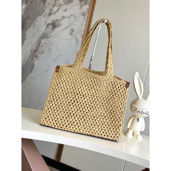 Miglior Falso Louis Vuitton OnTheGo MM Borsa Raffia Naturale M24723 Economiche Premium
