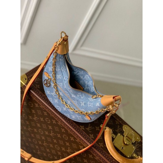 Replica perfetta Borsa Louis Vuitton Loop Blu Monogram Denim M24846 Imitazione Outlet Online