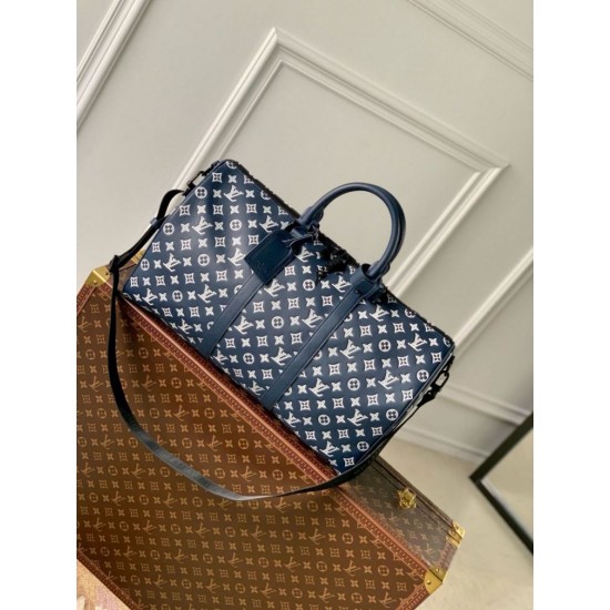 Replica perfetta Louis Vuitton Keepall Bandouliere 50 Borsa Monogram Shadow M24953 Imitazione Outlet Online