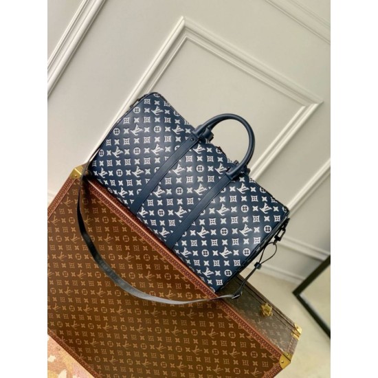 Replica perfetta Louis Vuitton Keepall Bandouliere 50 Borsa Monogram Shadow M24953 Imitazione Outlet Online