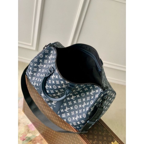 Replica perfetta Louis Vuitton Keepall Bandouliere 50 Borsa Monogram Shadow M24953 Imitazione Outlet Online