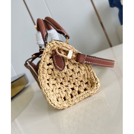 Replica perfetta Louis Vuitton Nano Speedy Borsa Raffia Naturale M83525 Imitazione Outlet Online