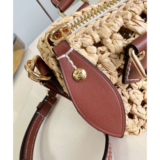 Replica perfetta Louis Vuitton Nano Speedy Borsa Raffia Naturale M83525 Imitazione Outlet Online