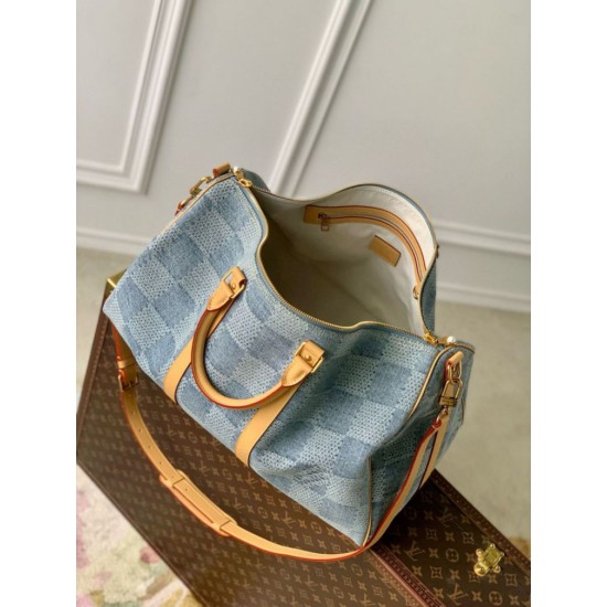 Migliore Repliche Louis Vuitton Keepall Bandouliere 50 Borsa Damier Denim 3D Tela N40739 Economiche Outlet Online