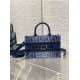 Migliore Repliche Dior Mini Book Tote con Tracolla Blu Denim Oblique Jacquard Economiche Outlet Online