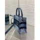 Migliore Repliche Dior Mini Book Tote con Tracolla Blu Denim Oblique Jacquard Economiche Outlet Online