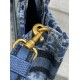 Migliore Repliche Dior Mini Book Tote con Tracolla Blu Denim Oblique Jacquard Economiche Outlet Online