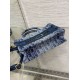 Migliore Repliche Dior Mini Book Tote con Tracolla Blu Denim Oblique Jacquard Economiche Outlet Online