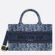 Migliore Repliche Dior Mini Book Tote con Tracolla Blu Denim Oblique Jacquard Economiche Outlet Online