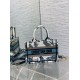 Miglior Falso Borsa Dior Mini Book Tote con tracolla Ricamo Toile de Jouy Messico blu Economiche Premium