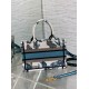 Miglior Falso Borsa Dior Mini Book Tote con tracolla Ricamo Toile de Jouy Messico blu Economiche Premium