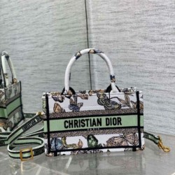 Perfette Qualità Repliche Borsa Dior Mini Book Tote con tracolla Ricamo Toile de Jouy Messico bianco Imitazione