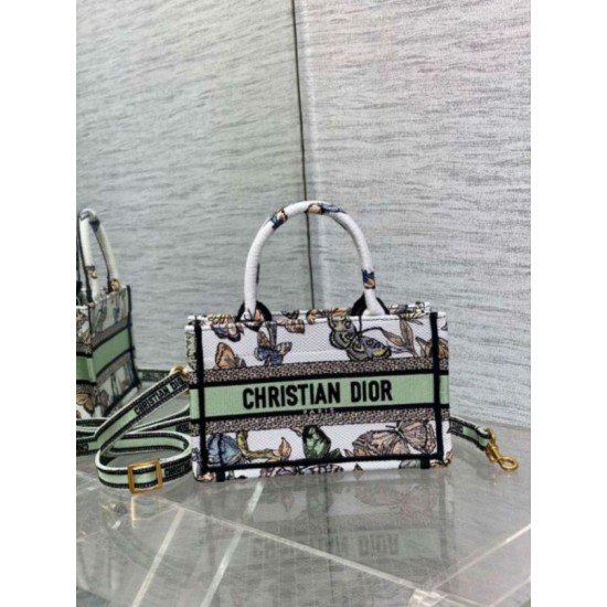 Perfette Qualità Repliche Borsa Dior Mini Book Tote con tracolla Ricamo Toile de Jouy Messico bianco Imitazione