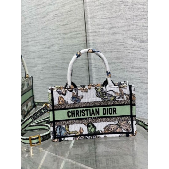 Perfette Qualità Repliche Borsa Dior Mini Book Tote con tracolla Ricamo Toile de Jouy Messico bianco Imitazione