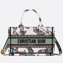 Perfette Qualità Repliche Borsa Dior Mini Book Tote con tracolla Ricamo Toile de Jouy Messico bianco Imitazione