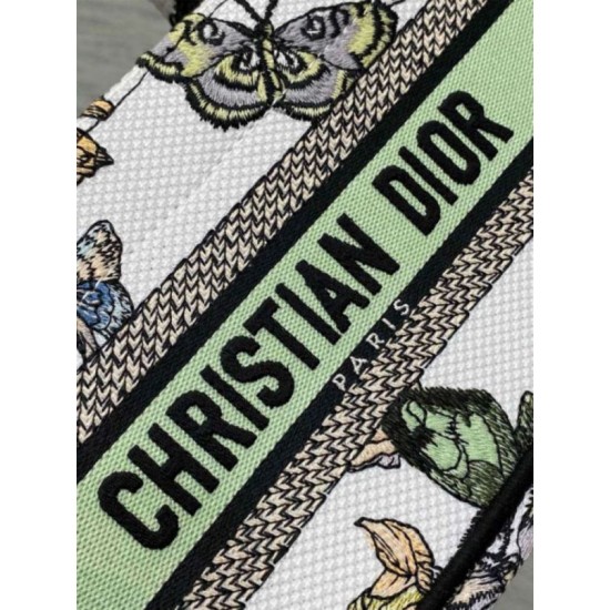 Perfette Qualità Repliche Borsa Dior Mini Book Tote con tracolla Ricamo Toile de Jouy Messico bianco Imitazione