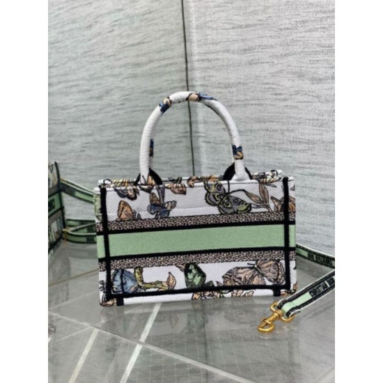 Perfette Qualità Repliche Borsa Dior Mini Book Tote con tracolla Ricamo Toile de Jouy Messico bianco Imitazione