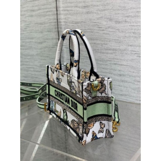 Perfette Qualità Repliche Borsa Dior Mini Book Tote con tracolla Ricamo Toile de Jouy Messico bianco Imitazione