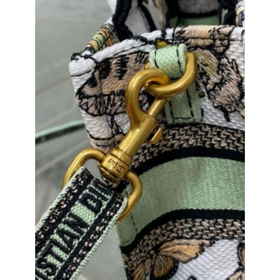 Perfette Qualità Repliche Borsa Dior Mini Book Tote con tracolla Ricamo Toile de Jouy Messico bianco Imitazione