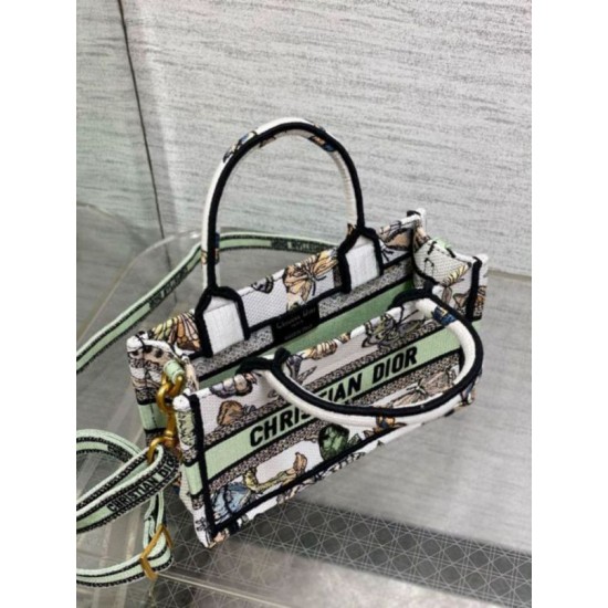 Perfette Qualità Repliche Borsa Dior Mini Book Tote con tracolla Ricamo Toile de Jouy Messico bianco Imitazione