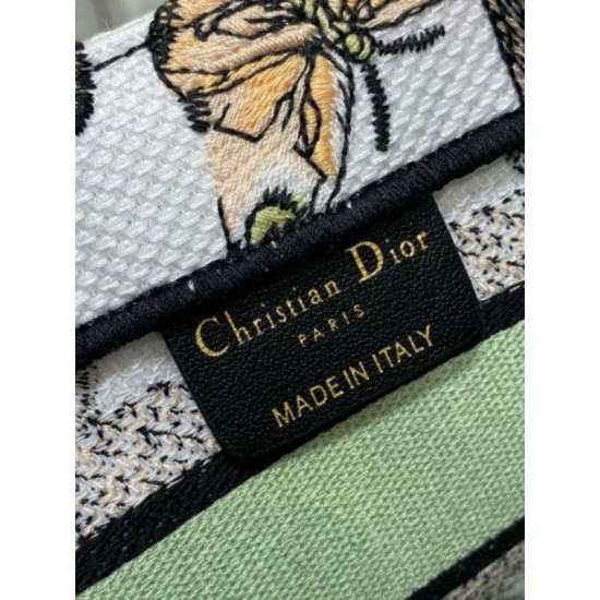 Perfette Qualità Repliche Borsa Dior Mini Book Tote con tracolla Ricamo Toile de Jouy Messico bianco Imitazione