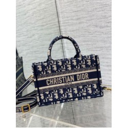 Migliore Repliche Borsa Dior Mini Book Tote con tracolla Ricamo Dior Oblique blu Economiche Outlet Online