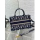 Migliore Repliche Borsa Dior Mini Book Tote con tracolla Ricamo Dior Oblique blu Economiche Outlet Online